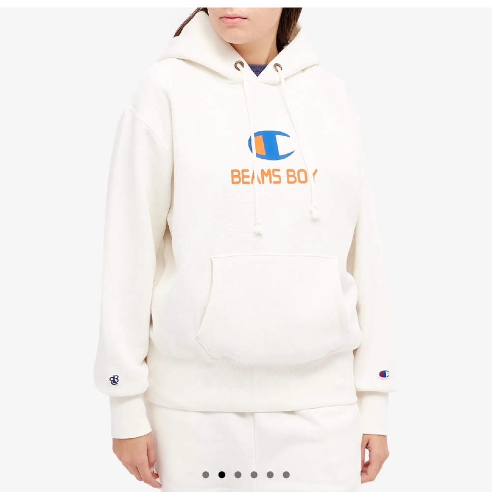 Champion Authentic Women's x Beams Boy Hooded Sweat in Cream Large NWT - Picture 4 of 5